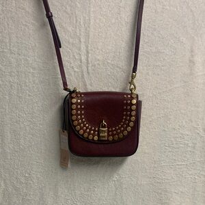 Rebecca Minkoff Burgundy Crossbody with Gold Accents